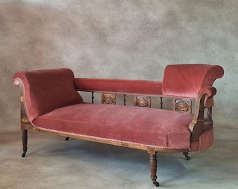 Edwardian Chaise Longue Antique Inlaid Rosewood Sofa Day Bed