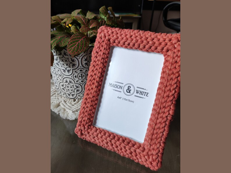 Handcrafted photo frame / Crochet Boho Picture wall decor / Decorate with pictures you love/ Anniversary gift idea /Personalized photo frame image 5