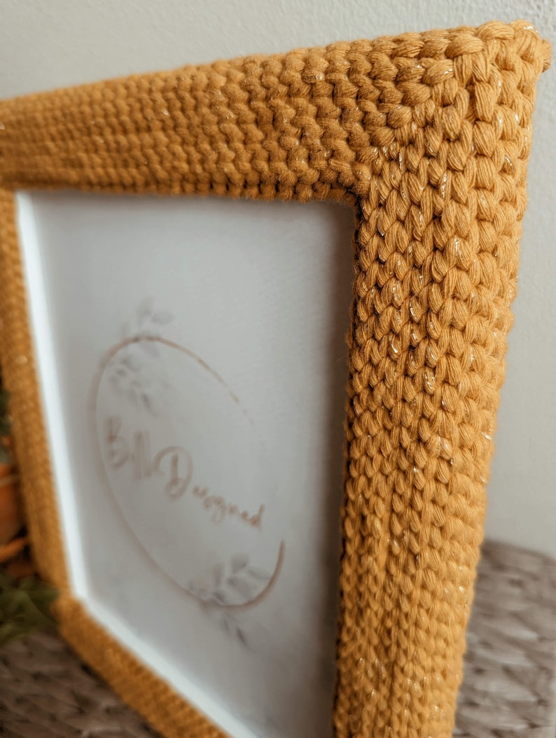 Handcrafted photo frame / Crochet Boho Picture wall decor / Decorate with pictures you love/ Anniversary gift idea /Personalized photo frame image 4