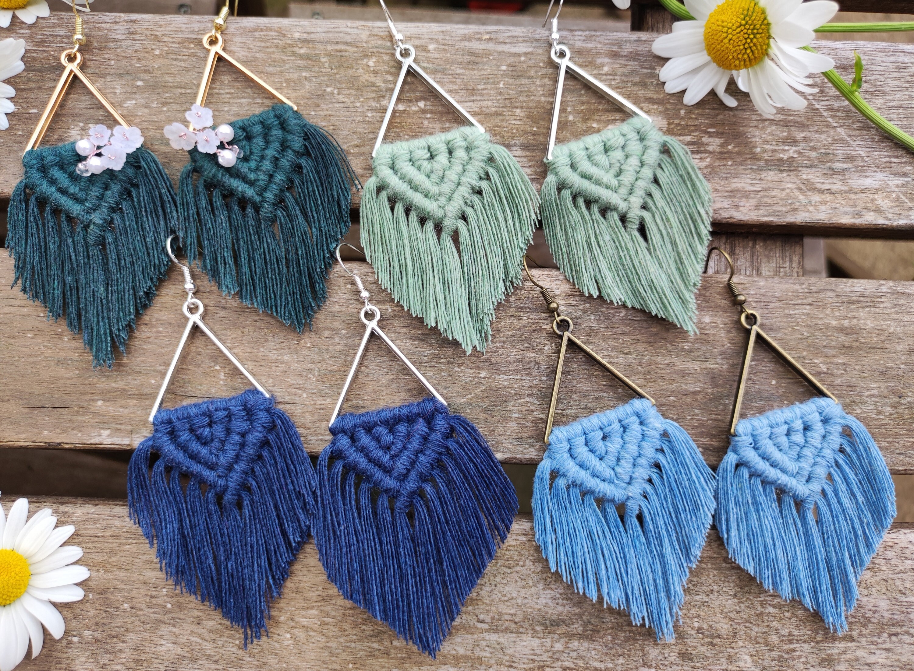 Triangle Macrame Earrings / Custom Macrame Earrings / Boho - Etsy