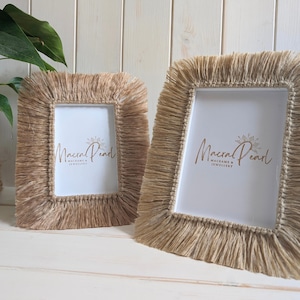 Marco de fotos de macramé y yute: decoración bohemia para casa de playa