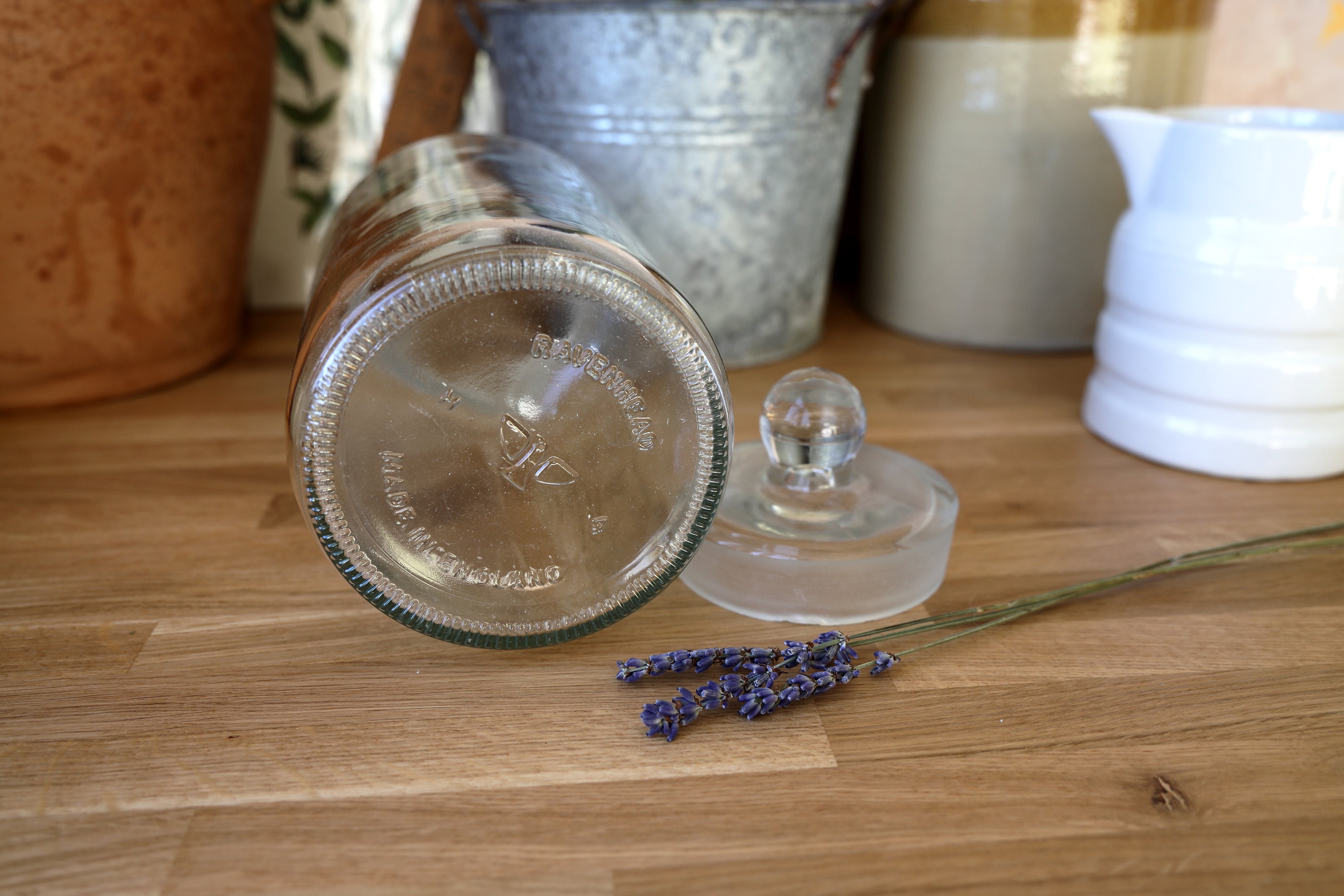 Vintage Ravenhead Glass Storage Jars 20.5cm Christmas Sweet Jar Pantry