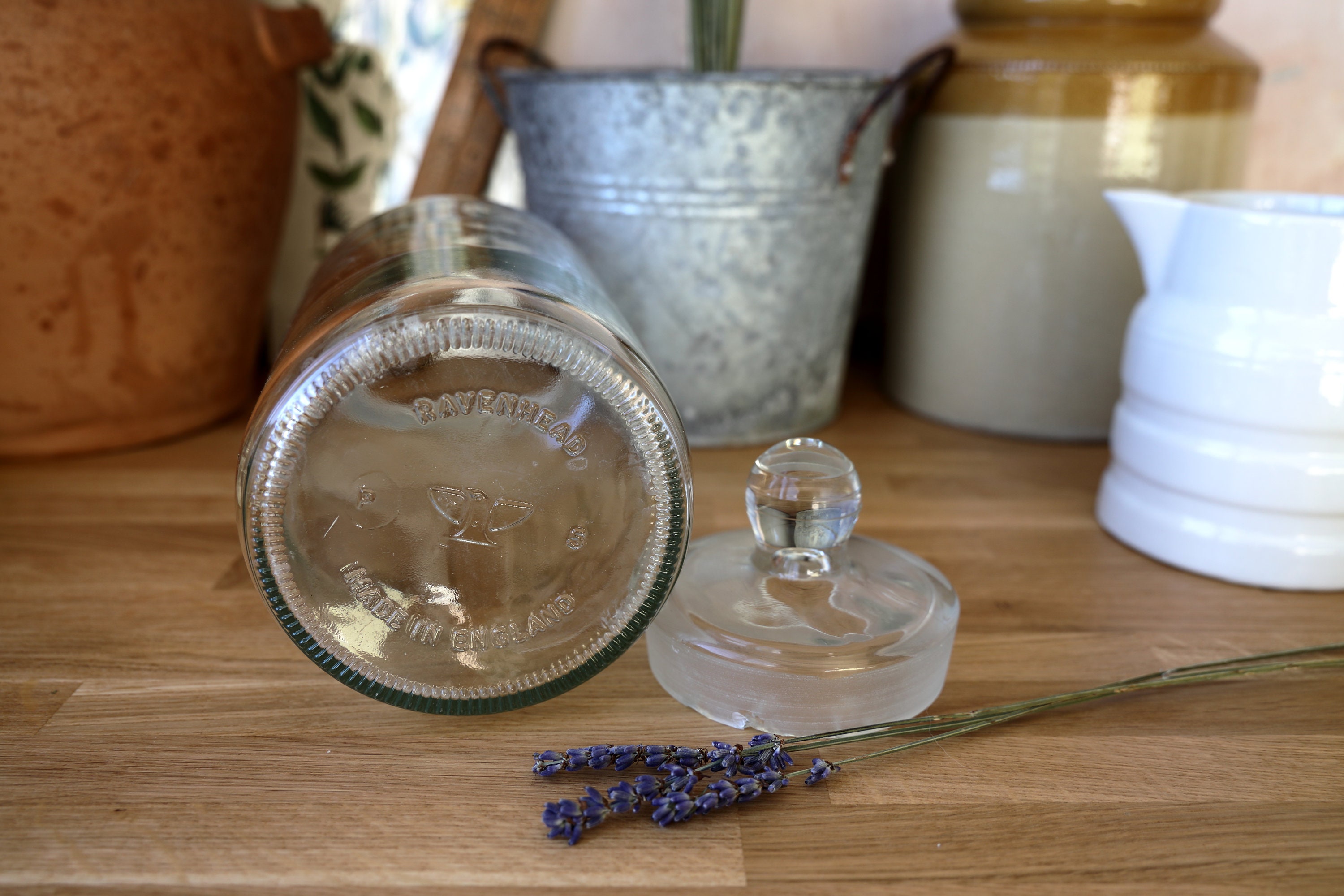 Vintage Ravenhead Glass Storage Jars 20.5cm Christmas Sweet Jar Pantry