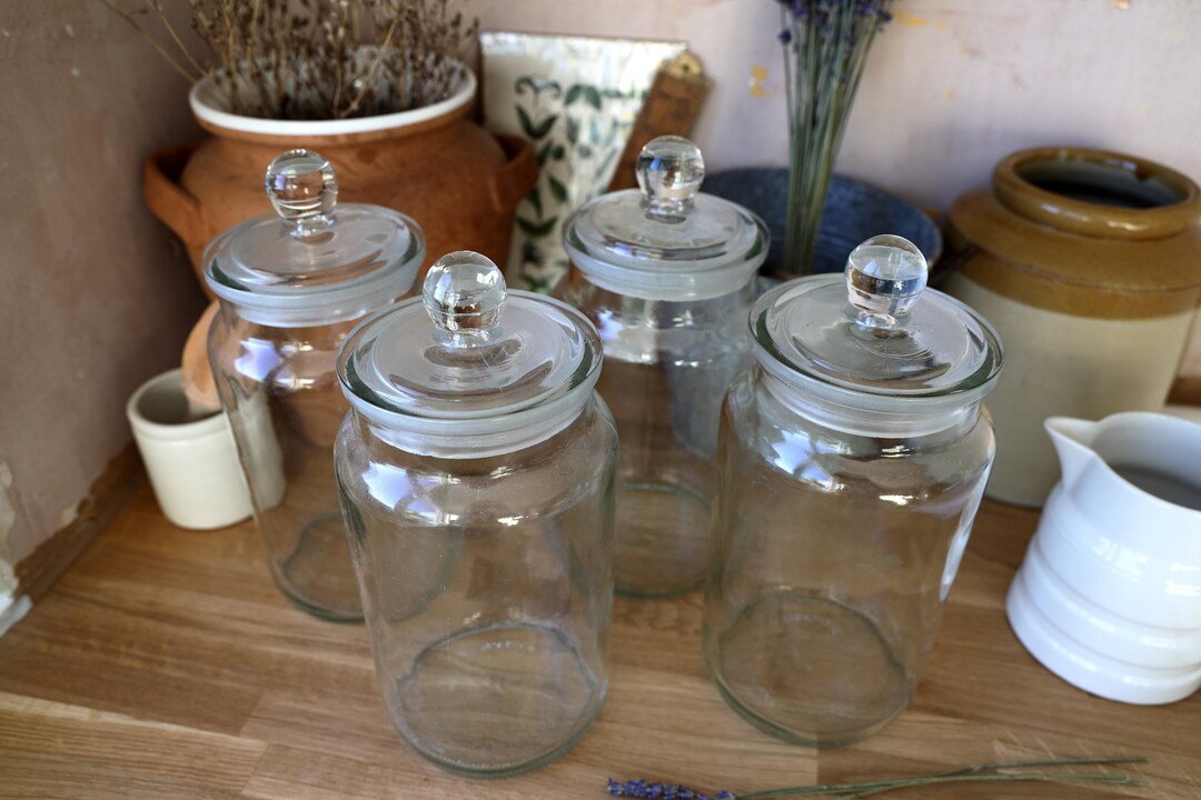 Vintage Ravenhead Glass Storage Jars 20.5cm Christmas Sweet Jar Pantry