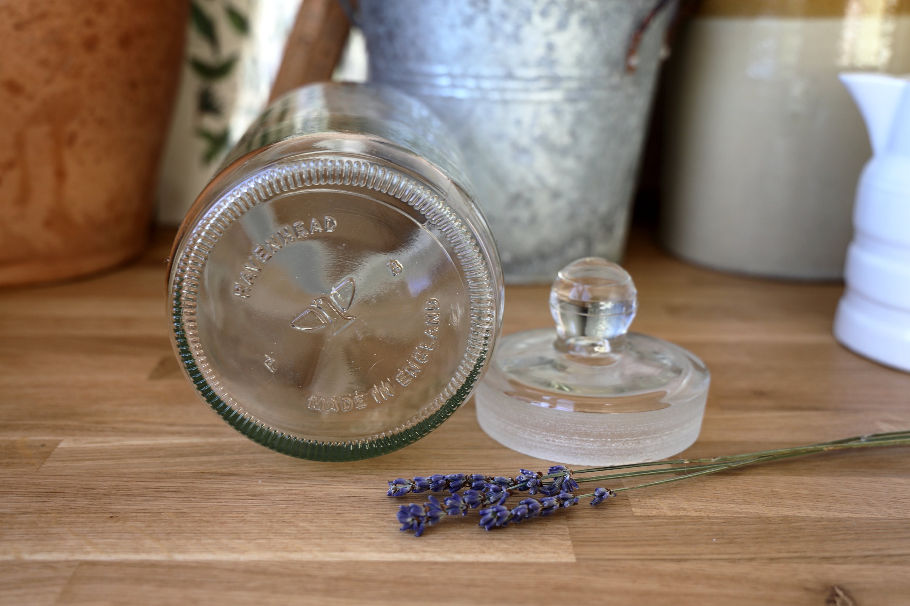 Vintage Ravenhead Glass Storage Jars 20.5cm Christmas Sweet Jar Pantry