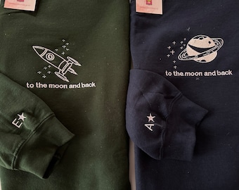 Couple matching unisex sweater hoodie to the moon and back valentine or anniversary gift