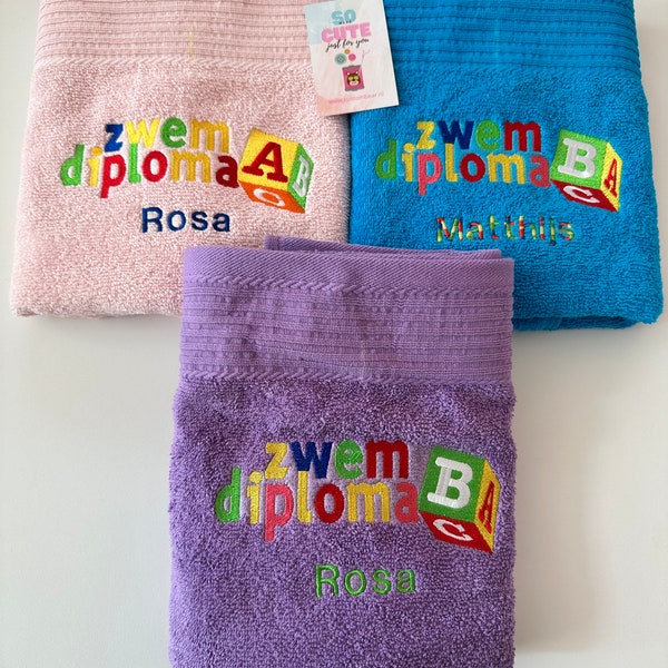 Zwemdiploma handdoek met naam !