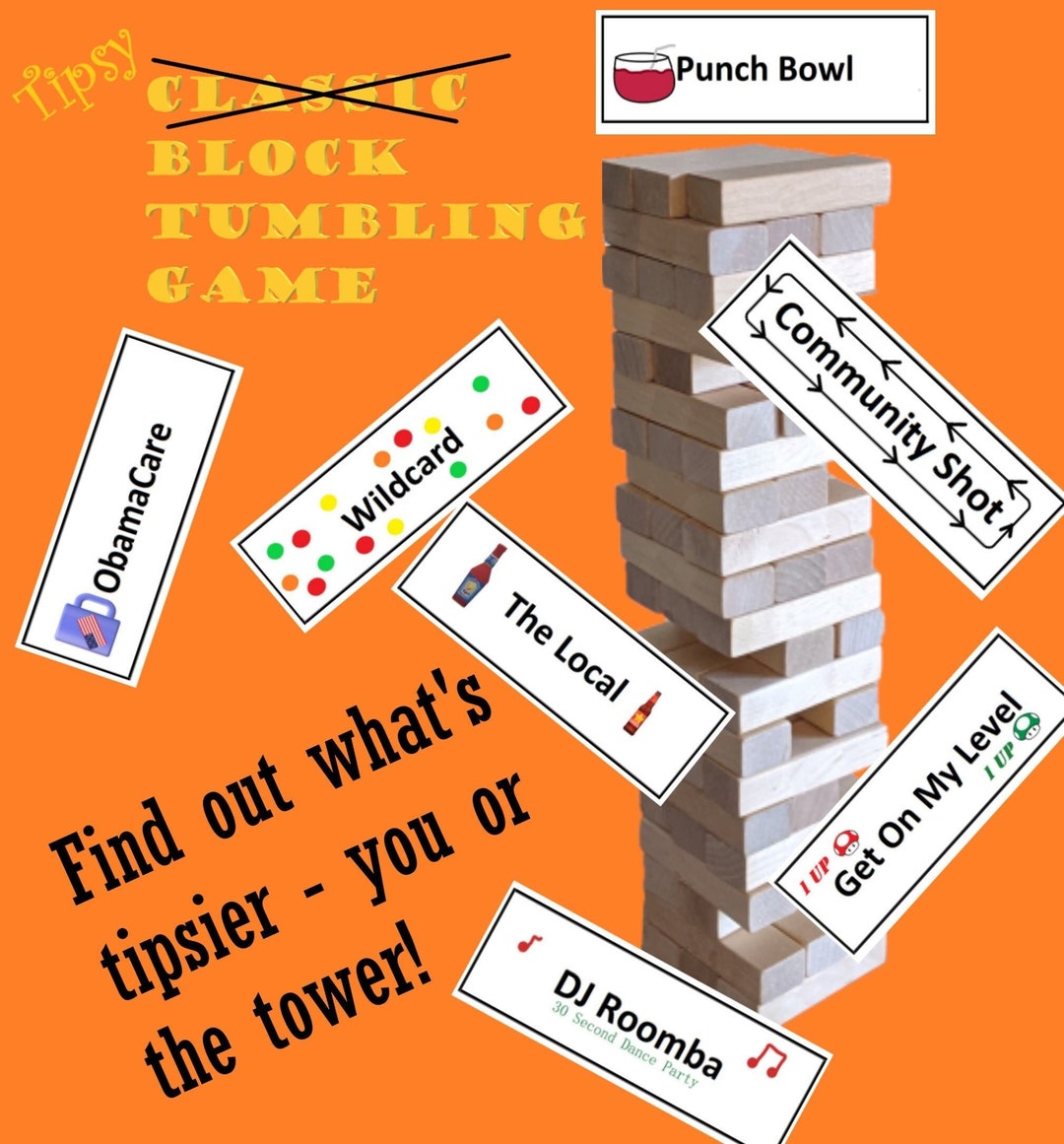 Tipsy Blocks Drinking Party Game Build and Stack Block Etsy
