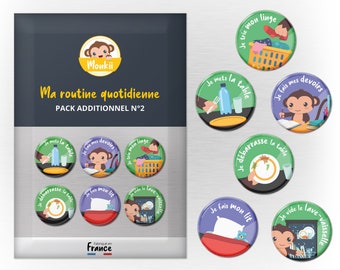 Pack additionnel magnets routine numéro 2 pour tableau "Ma routine quotidienne" - Monkii