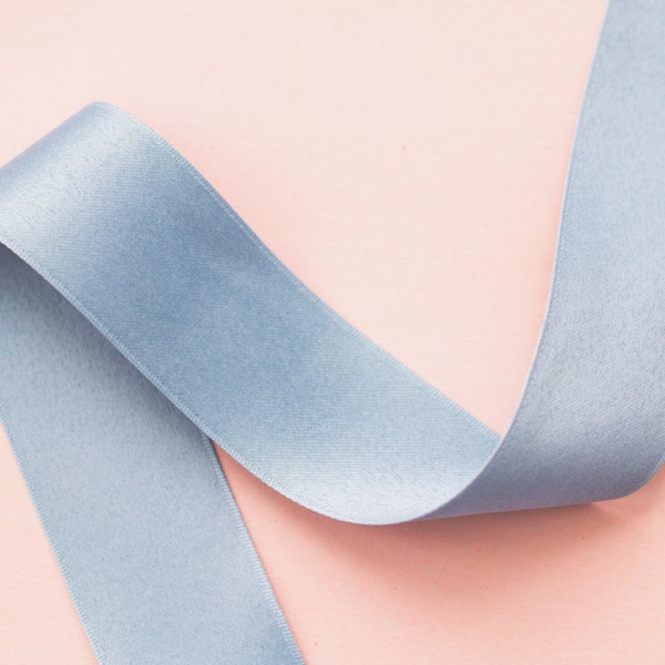 dusty blue satin ribbon | bridal bouquet ribbon | cornflower blue wedding | baby shower diy project | wedding bouquet ribbon