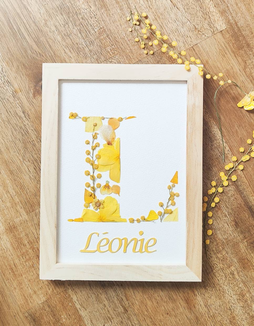 Herbier Prénom/Herbier Lettre Cadre Prénom/ Bébé/ Cadeau Naissance Enfant Mariage