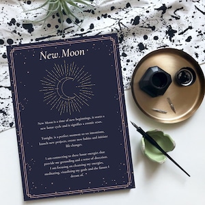 Yoga Neumond Zeremonie, Manifestation, Pranayama Affirmationskarte Set für Lunar Phase Rituale