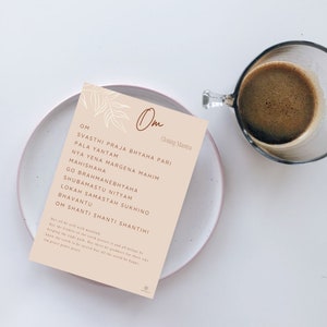 Yoga Mantra boho cards, Om Opening and Closing Mantra, Sanskrit - English, Chanting, Consent, Manifestation, hands on adjustment Card set