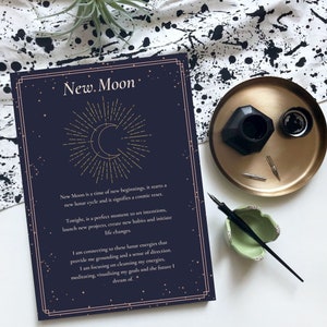 Yoga Neumond Zeremonie, Manifestation, Pranayama Affirmation Kartenset für Mondphasen Rituale