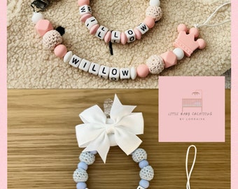 Personalised Dummy Clip | Personalised baby gifts | Pram Charm |MAM Soother | baby girl | baby boy