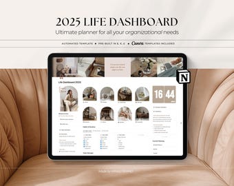 Life Dashboard 2025 Notion Template | All in one | Vision, Goals, Planning, Productivity, Self-Care, Finances, Fitness, Nutrition, Household