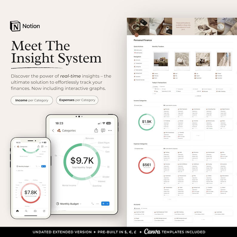 Ultimate Personal Finance Planner Notion Template With Charts Track