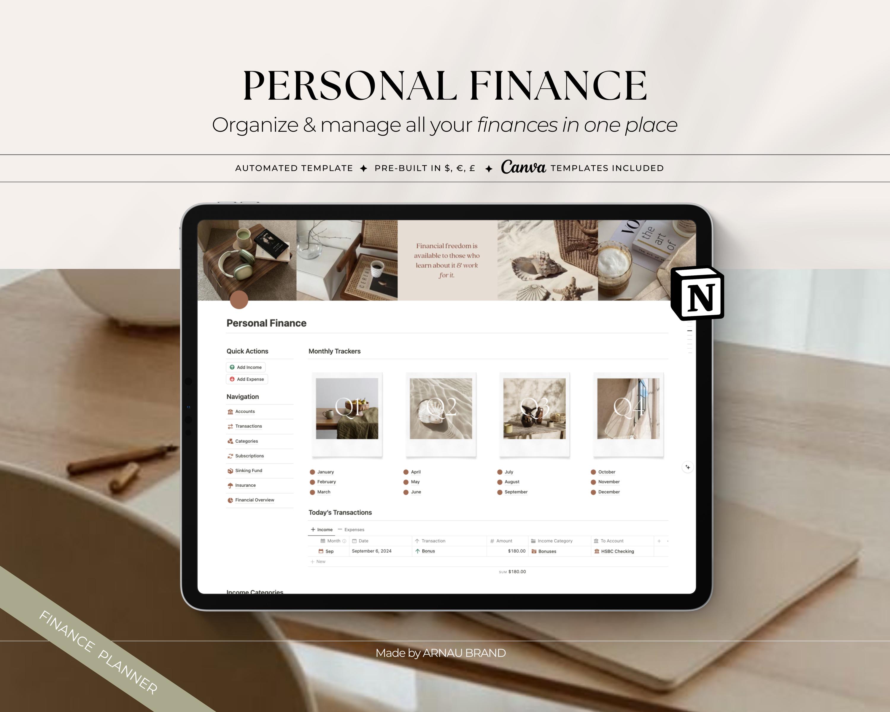 buy cwarf ai budget planner digital product notion template
