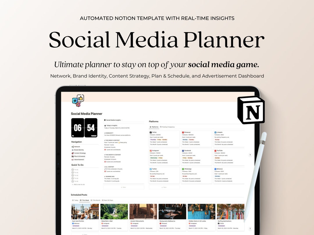 Social Media Planner Notion Template Content Planner for Creators ...