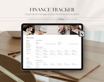 Notion Finance Tracker Template | Personal & Business Budget Planner (Digital Download