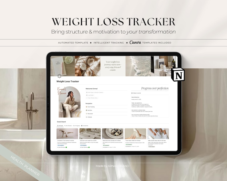 Weight Loss Planner Notion Template | Fitness, Nutrition, and Habit Tracker | with Reward System image 1