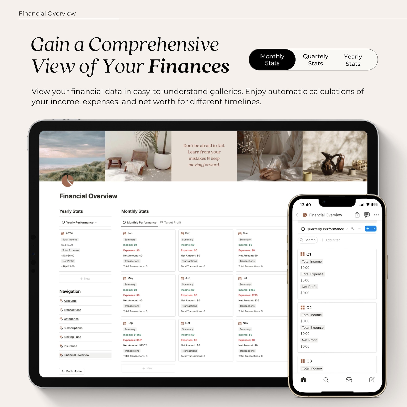 Ultimate Personal Finance Planner Notion Template With Charts Track