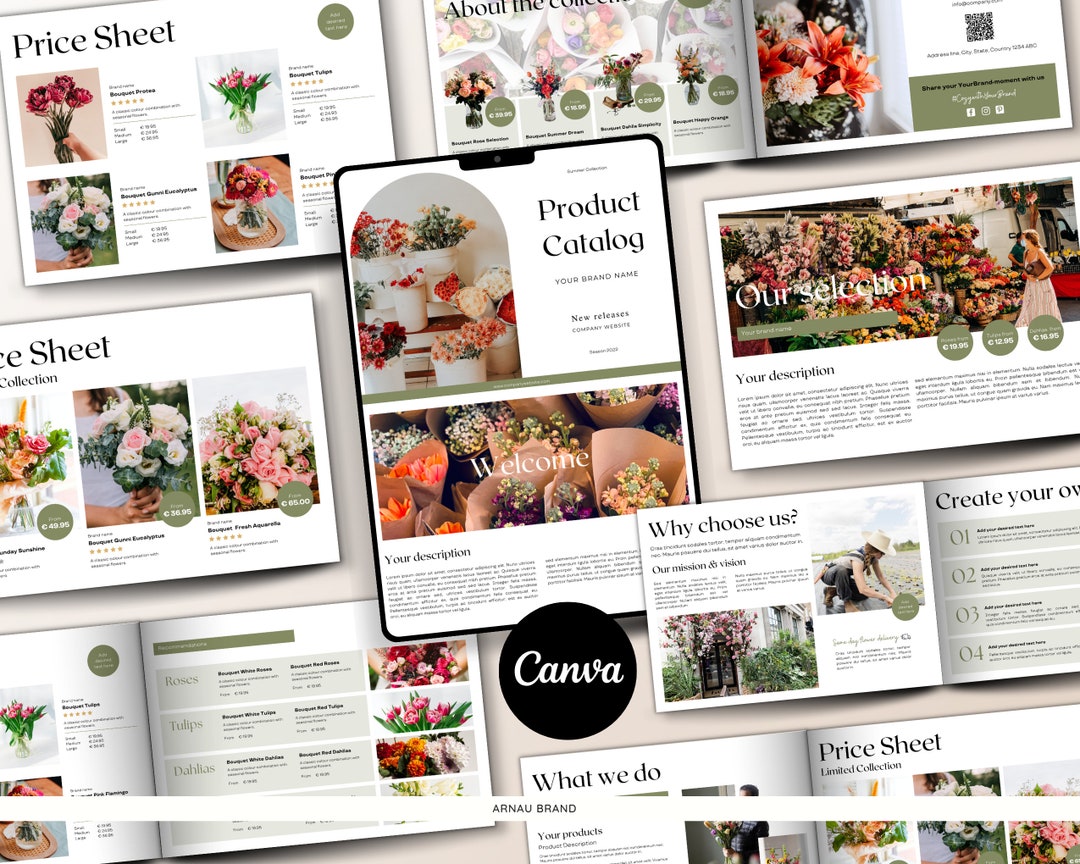 Plantilla de catálogo de productos florales: Hoja de línea y guía de - Main Image