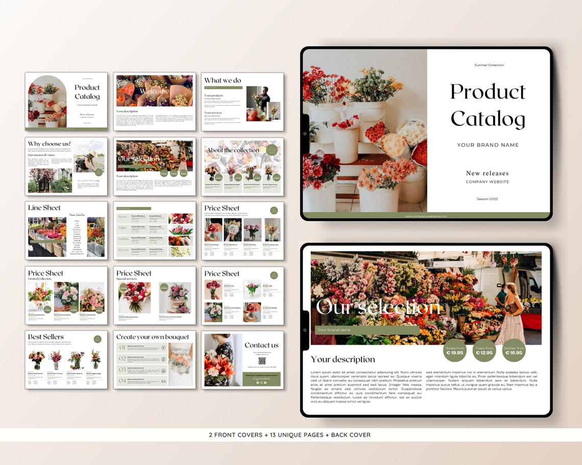 Flower Product Catalog Template Line Sheet & Pricing Guide (canva