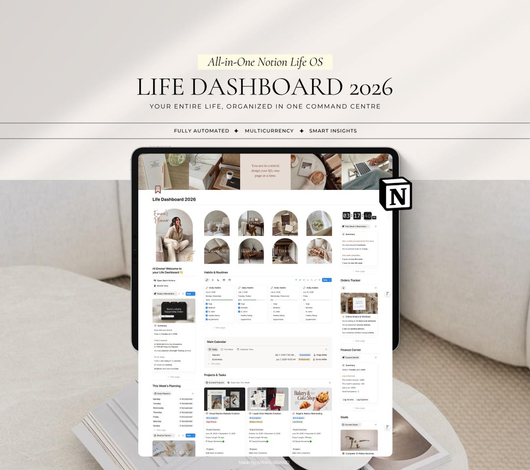 ADHD Life Planner Notion Template | All-in-one Second Brain Dashboard ...