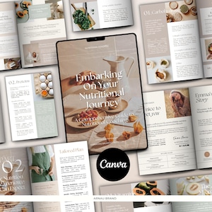 Nutrition eBook Template for Canva | 90+ Pages for Wellness & Health Coaches | Lead Magnet, Client Onboarding, Coaching Process, Food Diary