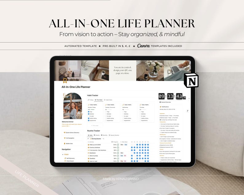 All-in-One Life Planner Notion Template | Complete Life Organization System | Aesthetic Dashboard 2026 image 1