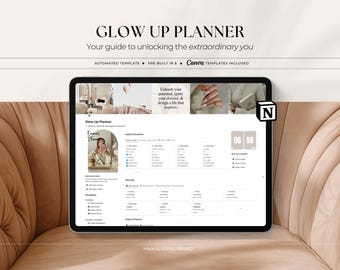 Glow Up - That Girl Notion Template | All-In-One Planner | Planner, Mindfulness, Manifestation, Health, Fitness, Beauty, Business & Finances