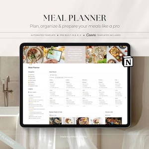 Meal Planner Notion Template | Recipe Book, Kitchen Manager | with Grocery Lists (Digital Download)