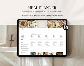 Meal Planner Notion Template | Recipe Book, Kitchen Manager | with Grocery Lists (Digital Download)