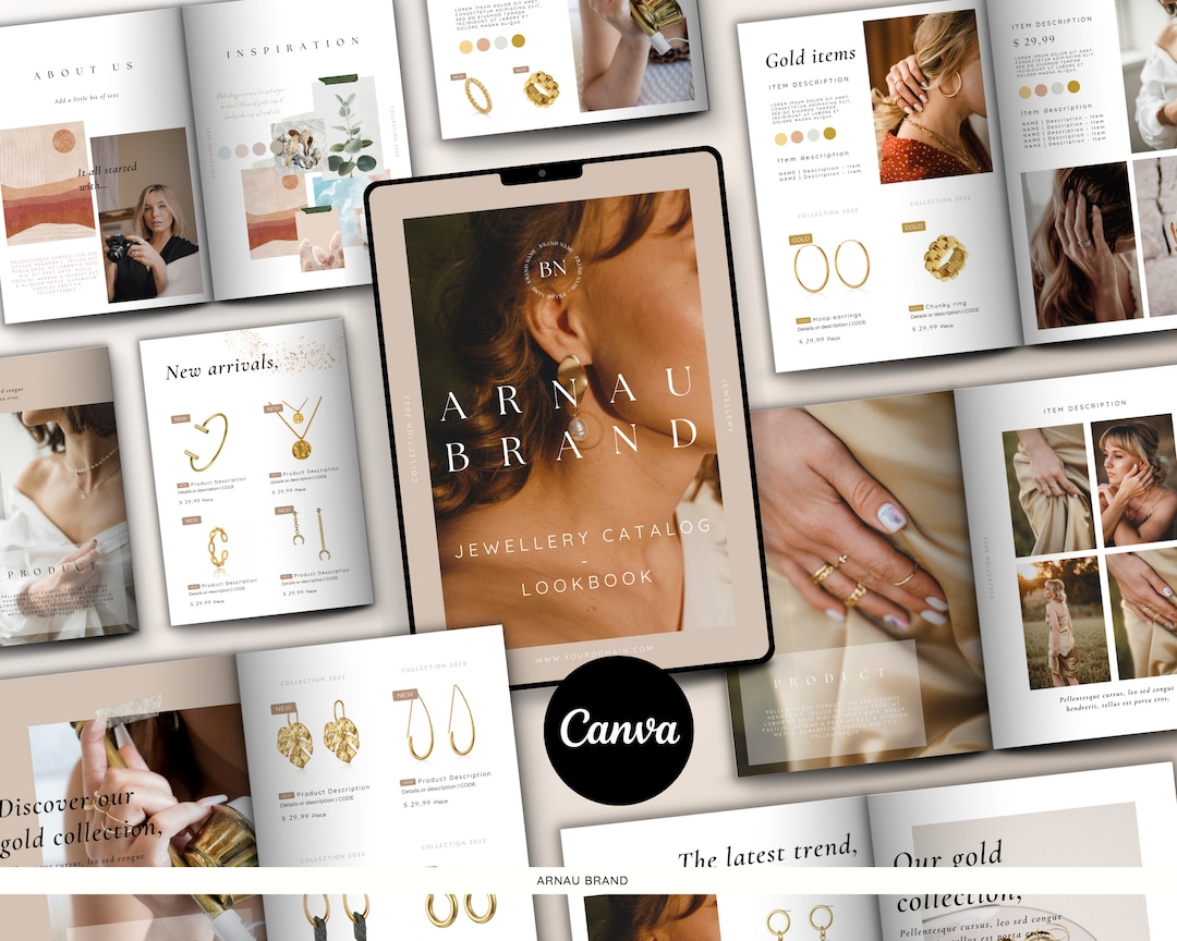 Jewelry Catalog Template Editable Canva Lookbook (A4, US Letter) Etsy