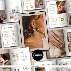 Jewellery Product Catalog Template for Canva | Editable Wholesale Lookbook | A4 Product Brochure, Line Sheet Pricing | Instant Download