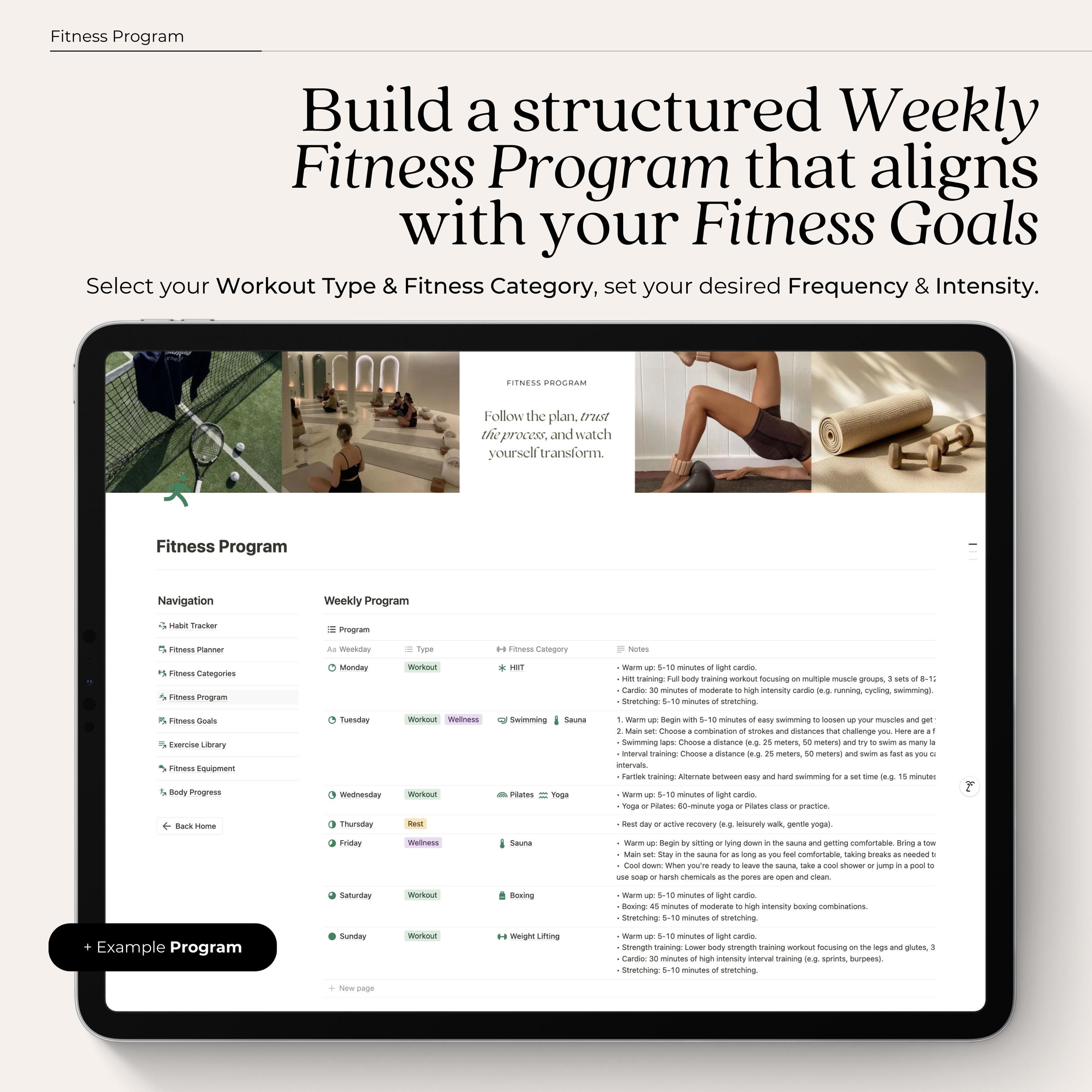 Fitness Planner Notion Template | Workout, Habit & Progress Tracker ...