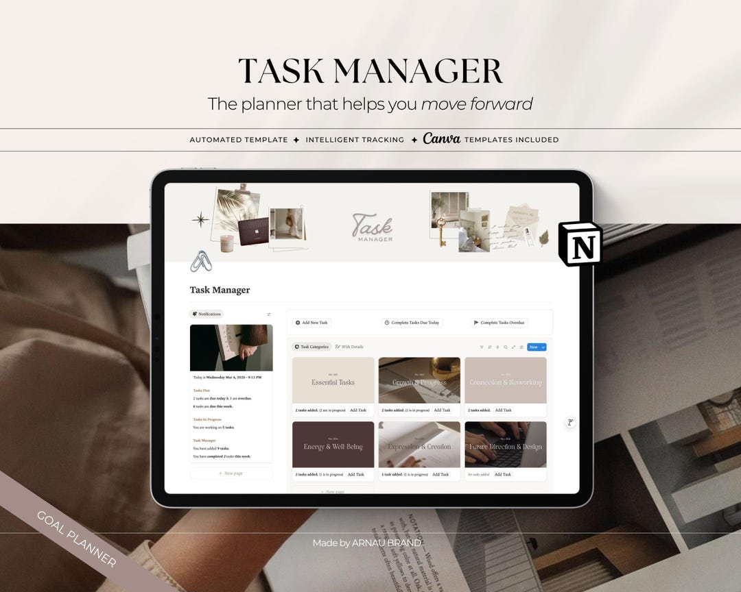 Notion Task Manager Template | Life Organizer | Productivity Planner ...