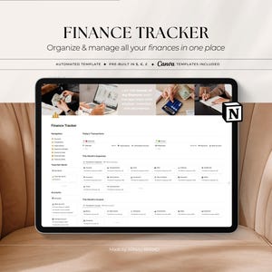 Finance Tracker Notion Template | Personal & Business Financial Planner | Budgets, Income Goals, Log Transactions, Subscriptions, Debt, Tax