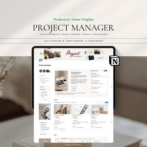 Project Manager Notion Template | Task & Notes Tracker | Productivity Planner | Workflow Organizer | Digital Project Tool