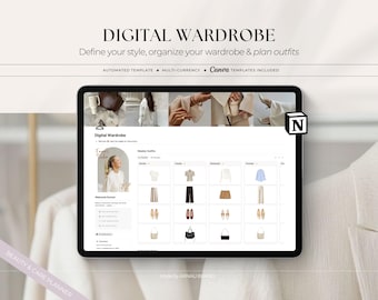 Digital Wardrobe Notion Template: Outfit Planner & Closet Organizer