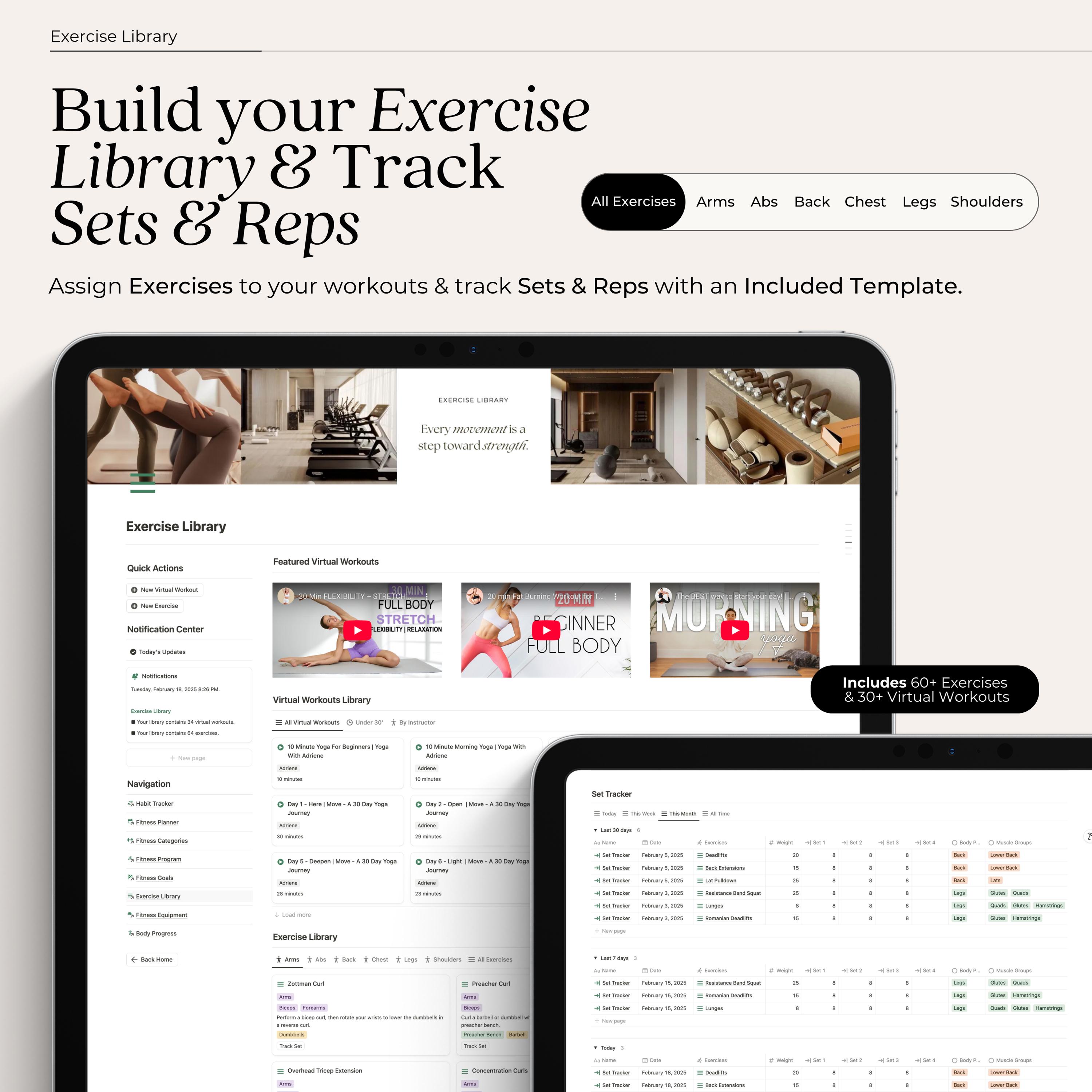 Fitness Planner Notion Template | Workout, Habit & Progress Tracker ...