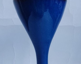 Stunning streamlined goblet in a glossy midnight blue glaze with black trim