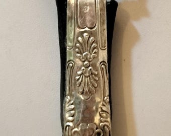 Unique pocket pendant of salvaged leather and reclaimed Victorian silver