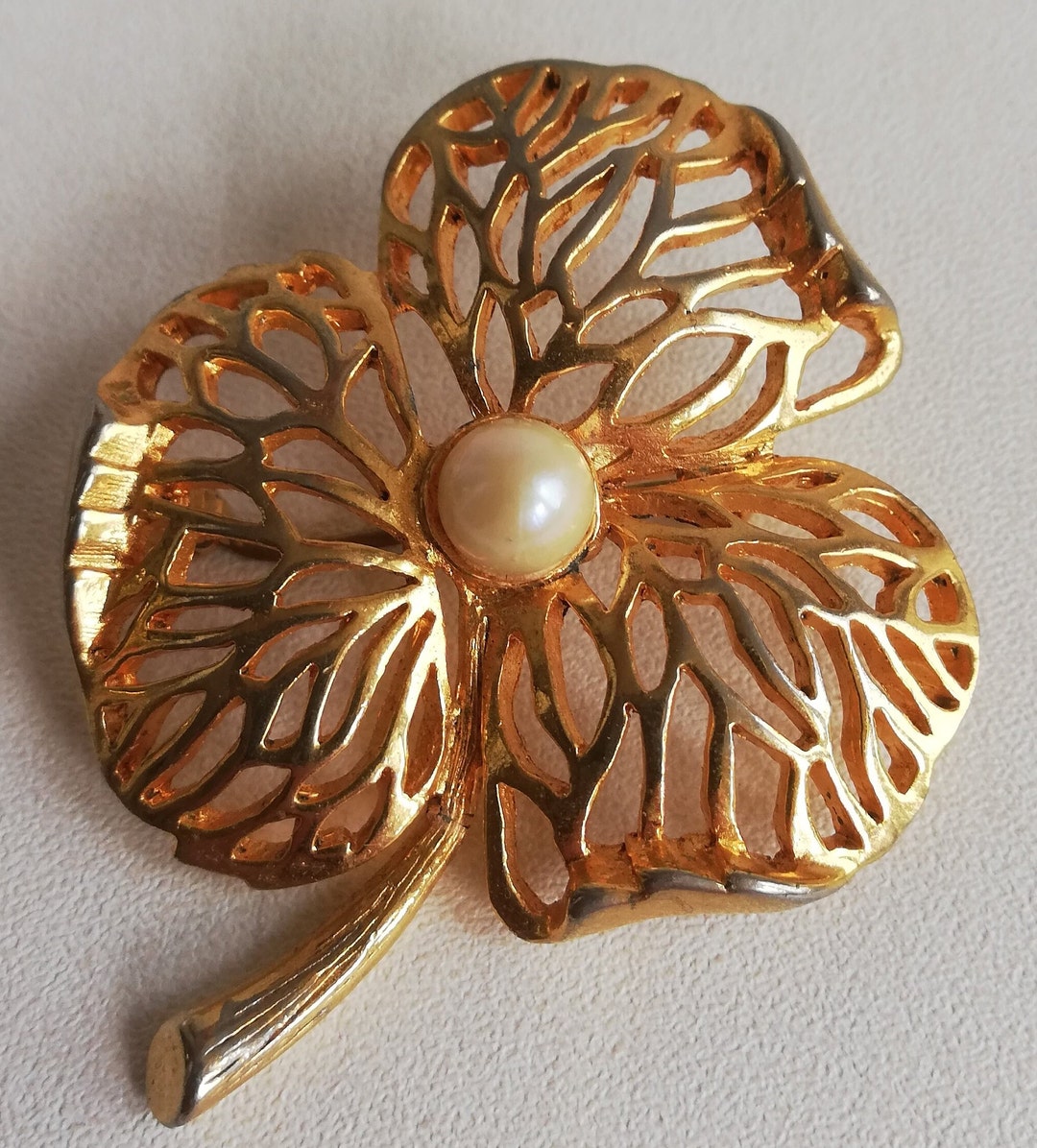 Brooches Are Back Vintage Three Leaf Clover Brooch With Faux Etsy