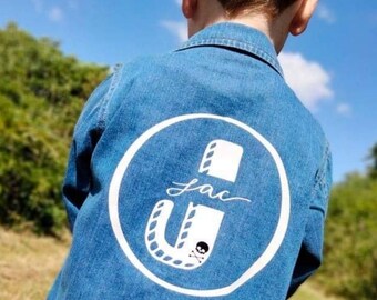 Child toddler denim jacket personalised organic