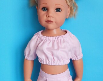 Pink set consisting of pants with real pockets and blouse top with elastics for Gotz doll 18"/48-50 cm and similar dolls