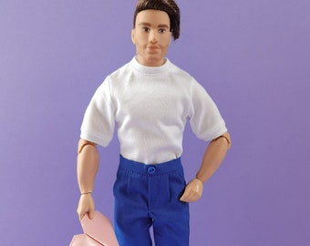 Pantalones azules con bolsillos reales / Ropa para muñecos masculinos / Cuerpo color canela para muñeca Ken con aspecto de Barbi