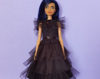 Black Dress suitable for 12 in  /30 cm dolls