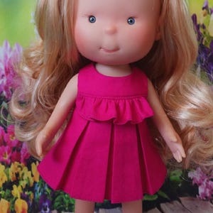 Raspberry dress with pleats and ruffles Mia (Pippa) doll 12&quot; / 30 cm